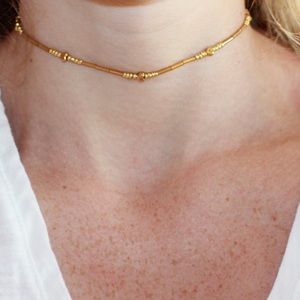 Boho golden layering choker